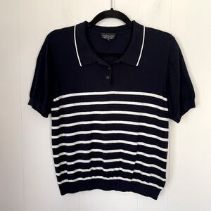 Top Shop Short Sleeve Navy Blue Sweater ~ Preppy  Academia ~ Women’s Size 12